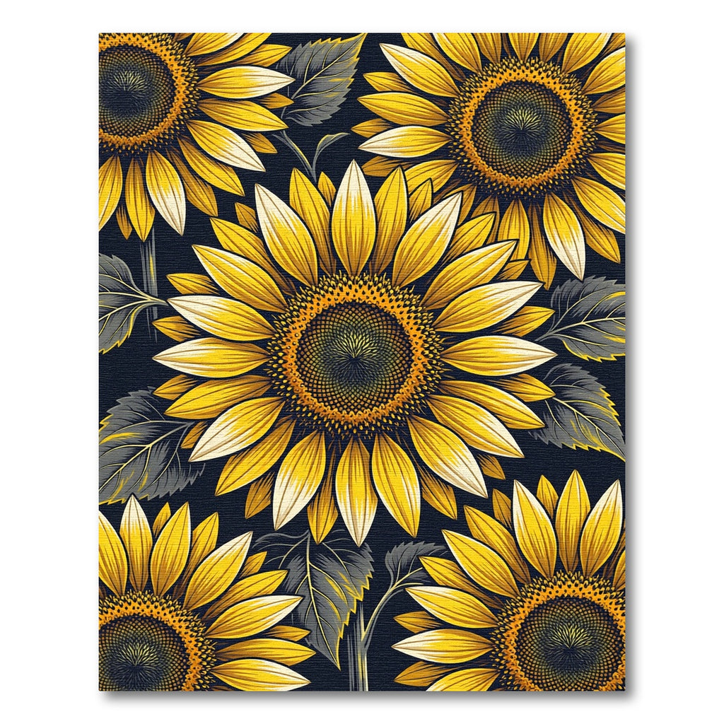 Vibrant Yellow Sunflower Botanical Dark Garden Rug