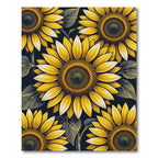 Vibrant Yellow Sunflower Botanical Dark Garden Rug