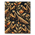 Golden Mantis Insect Botanical Art Rug