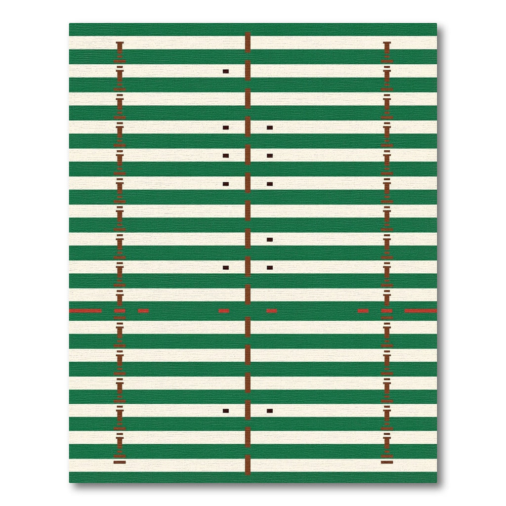Modern Forest Green Striped Geometric Rug