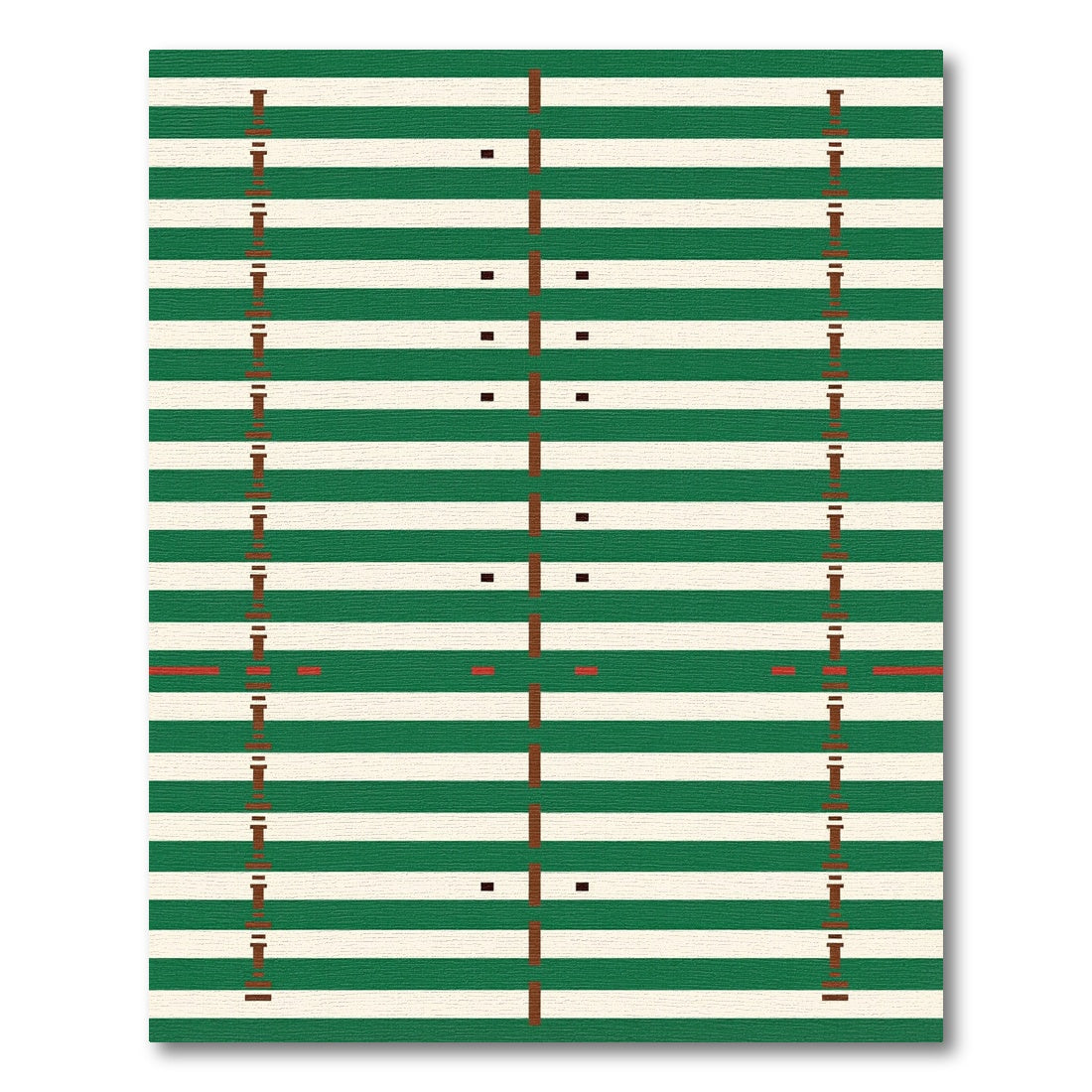 Modern Forest Green Striped Geometric Rug