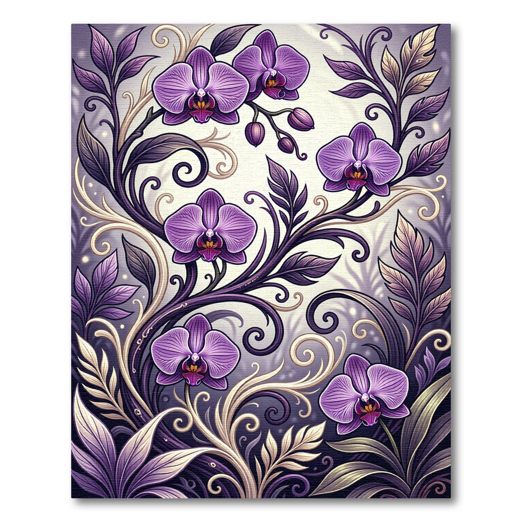 Orchid Floral Scrollwork Purple Lavender Rug