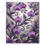 Orchid Floral Scrollwork Purple Lavender Rug