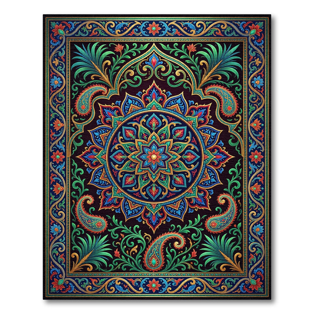 Vibrant Jewel Tone Paisley Medallion Rug