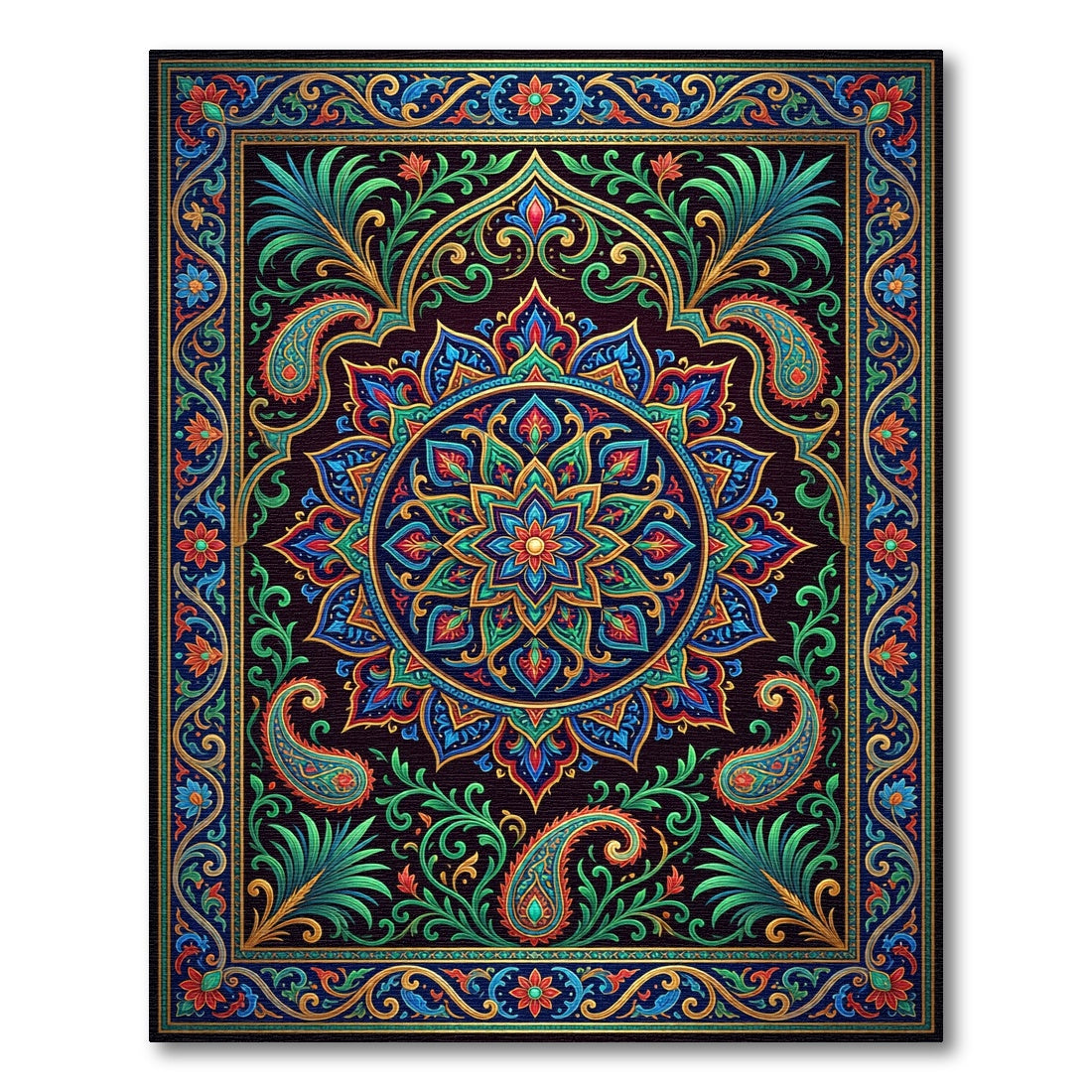 Vibrant Jewel Tone Paisley Medallion Rug