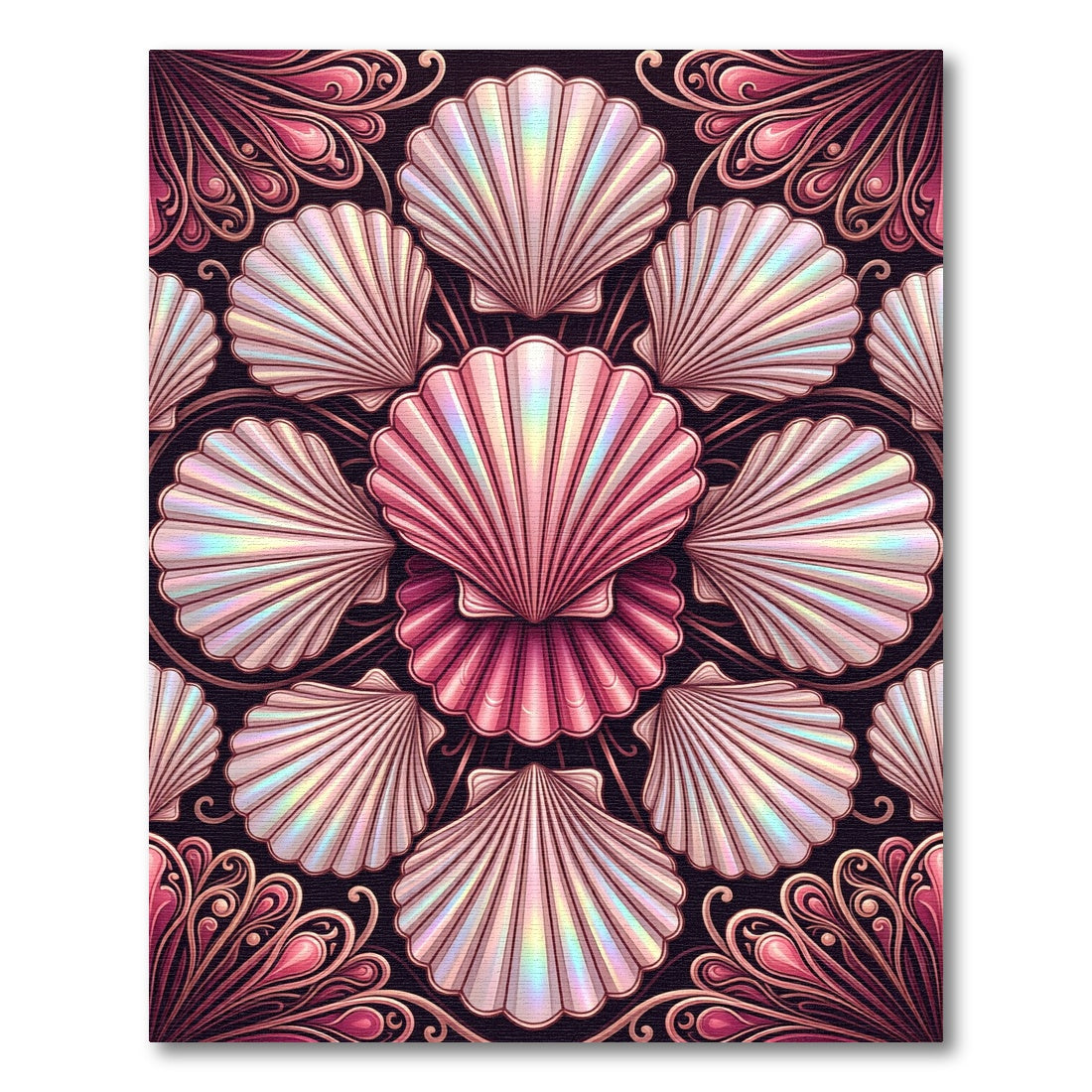 Pink Iridescent Scallop Art Nouveau Rug