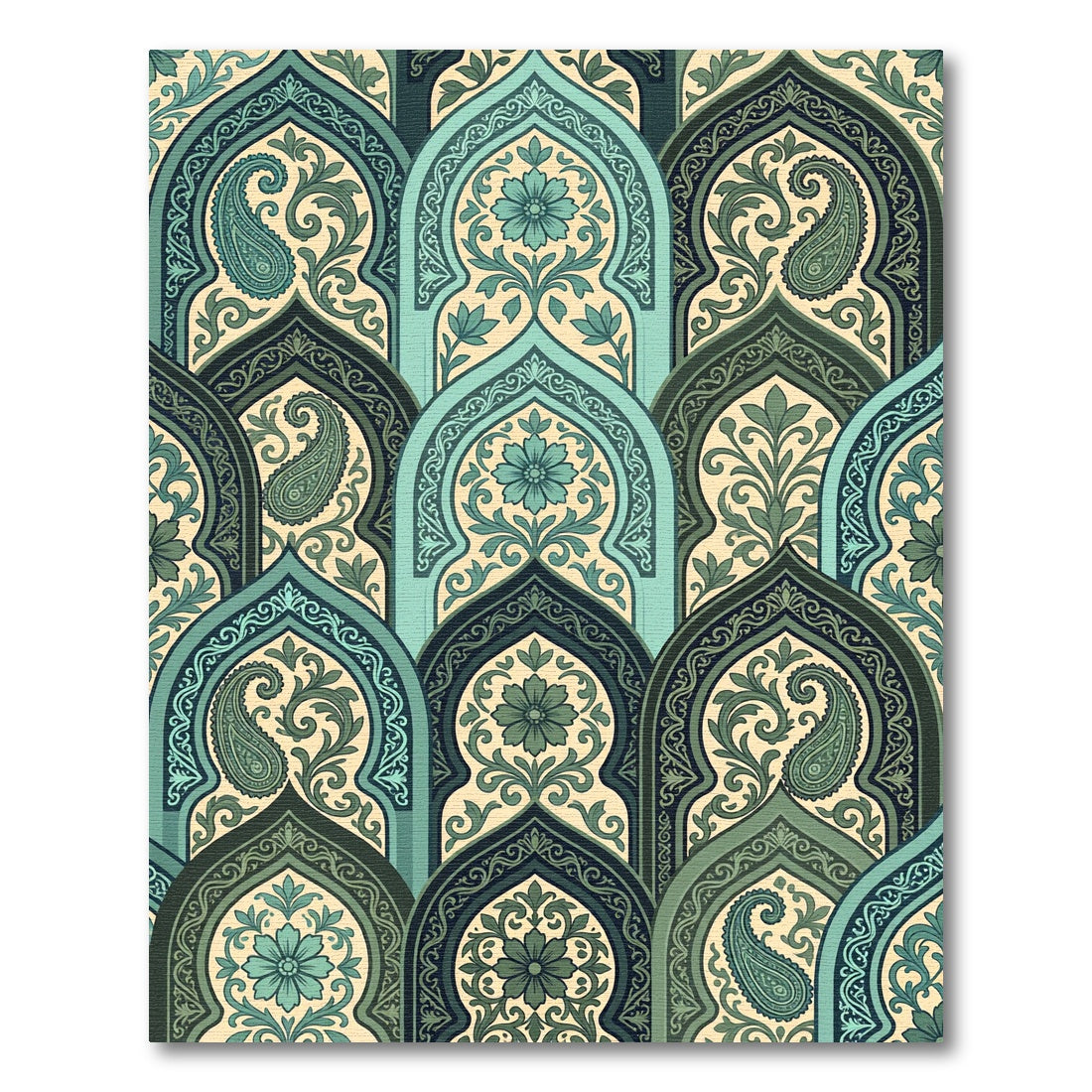Intricate Teal Paisley Archways Rug