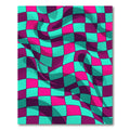 Vibrant Neon Wavy Checkered Warp Rug