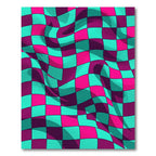 Vibrant Neon Wavy Checkered Warp Rug