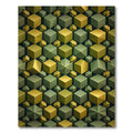 Golden Olive Cubes Geometric Illusion Rug