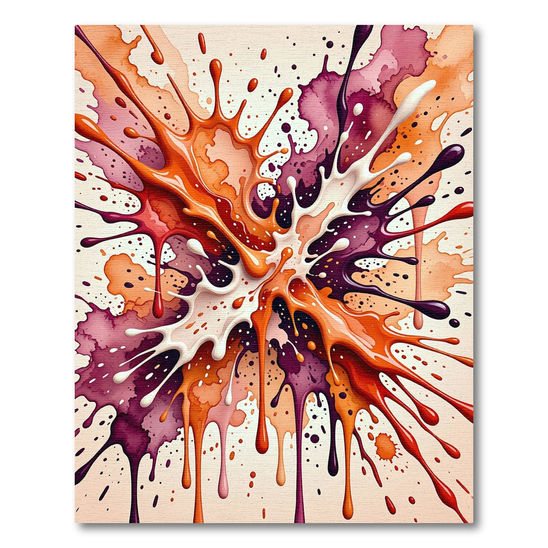 Vibrant Splatter Burst Orange Amethyst Rug