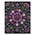 Elegant Purple Botanical Mandala Floral Rug