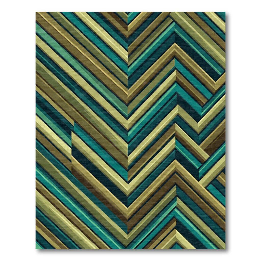 Modern Teal and Gold Chevron Rug
