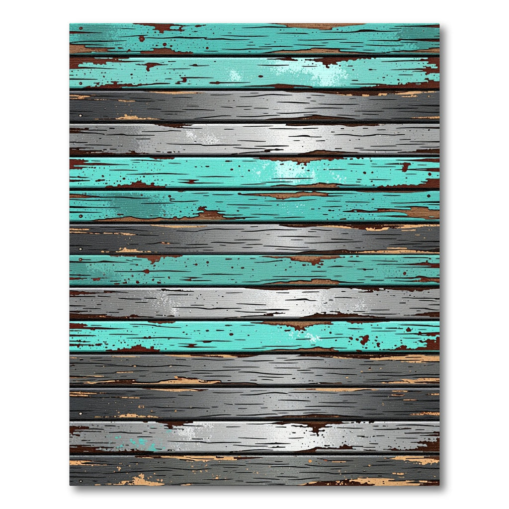 Distressed Teal Gray Plank Rug