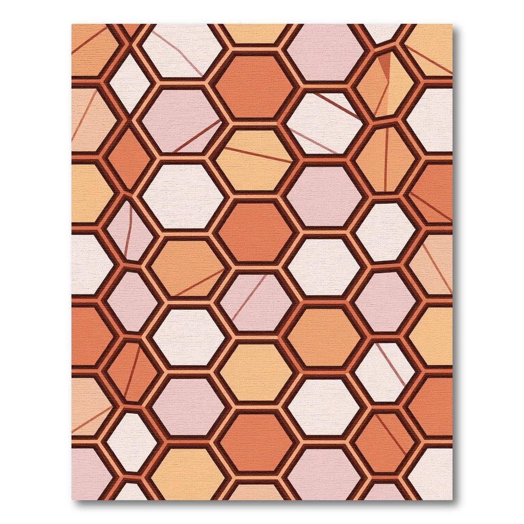 Geometric Peach Hexagon Arrangement Rug