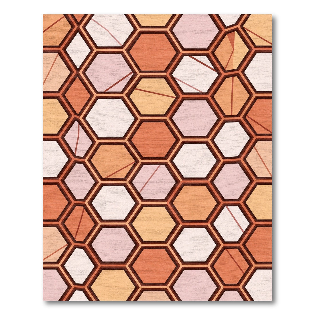 Geometric Peach Hexagon Arrangement Rug