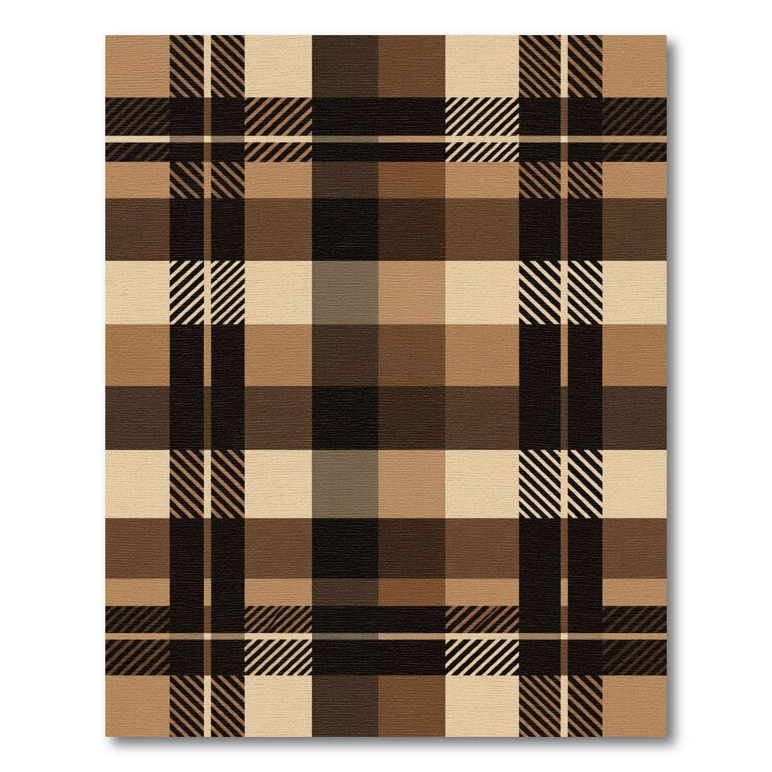 Brown Plaid Squares and Lines Rug