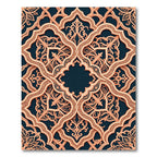 Intricate Peach Damask Filigree Medallion Rug