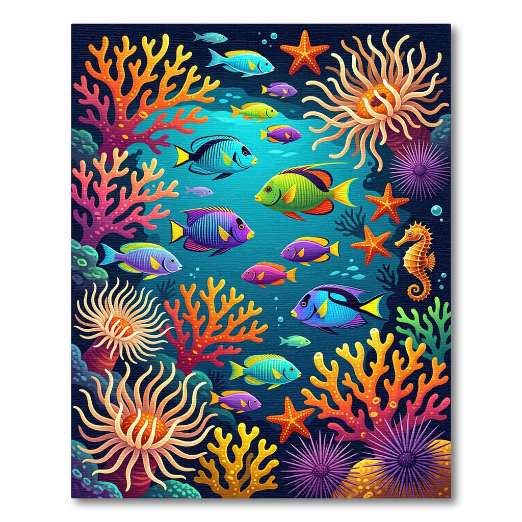 Vibrant Tropical Coral Reef Marine Life Rug