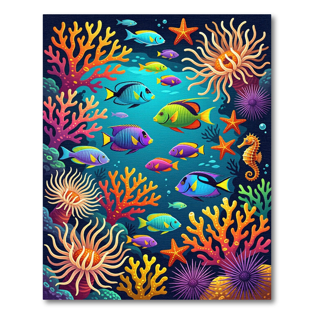 Vibrant Tropical Coral Reef Marine Life Rug
