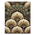 Gold Peacock Feather Fan Art Deco Rug
