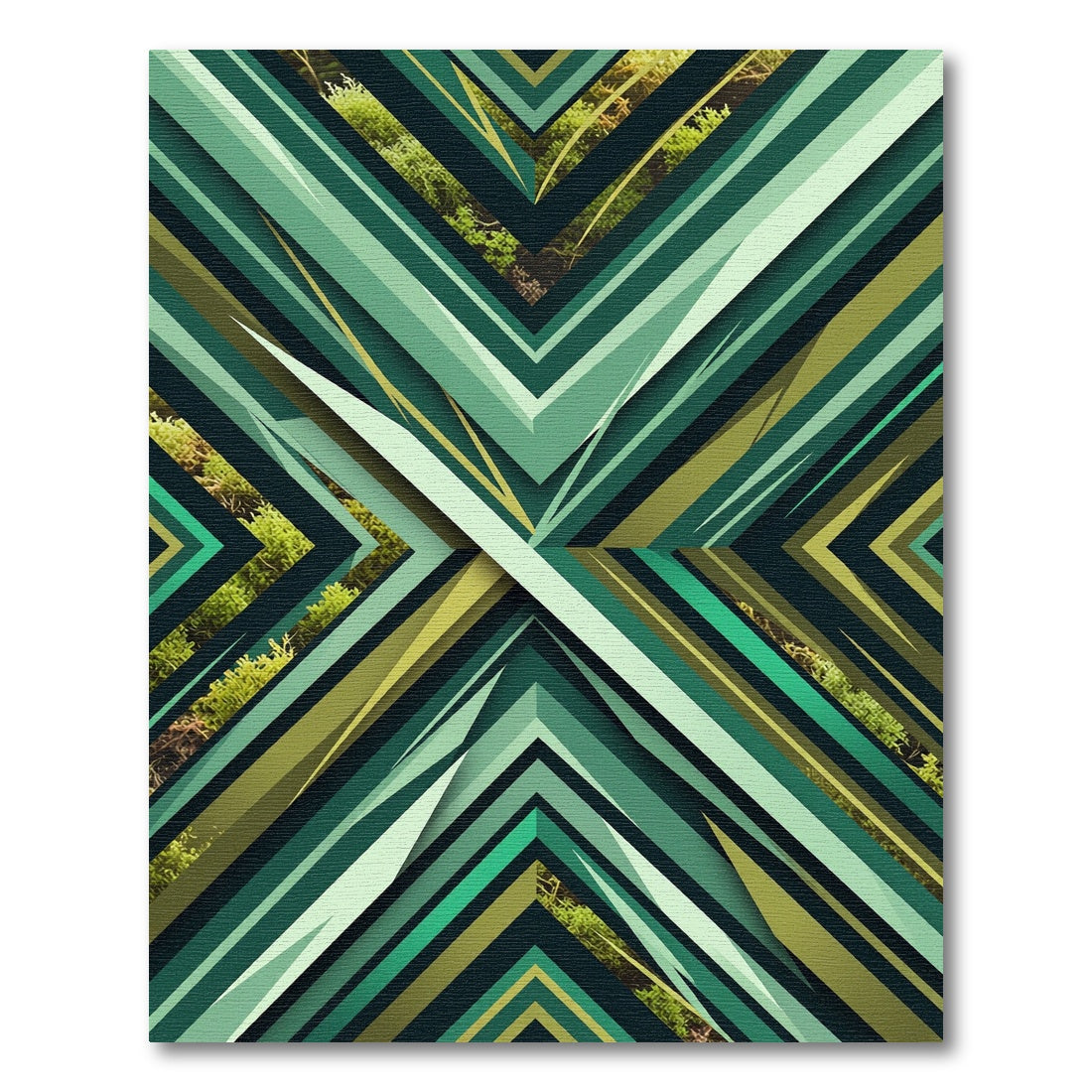 Emerald Green Abstract Chevron Rug