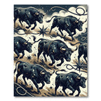 Ink Black Bull Southwest Rope Star Rug