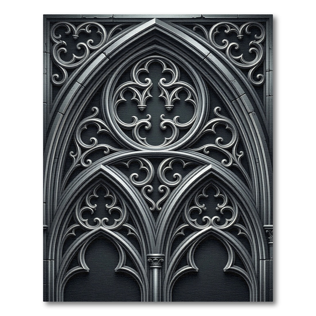 Gothic Grey Architectural Arch Rug