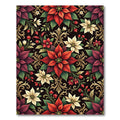 Rich Red Cream Poinsettia Scrolls Rug