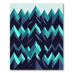 Teal Geometric Mountain Landscape Rug