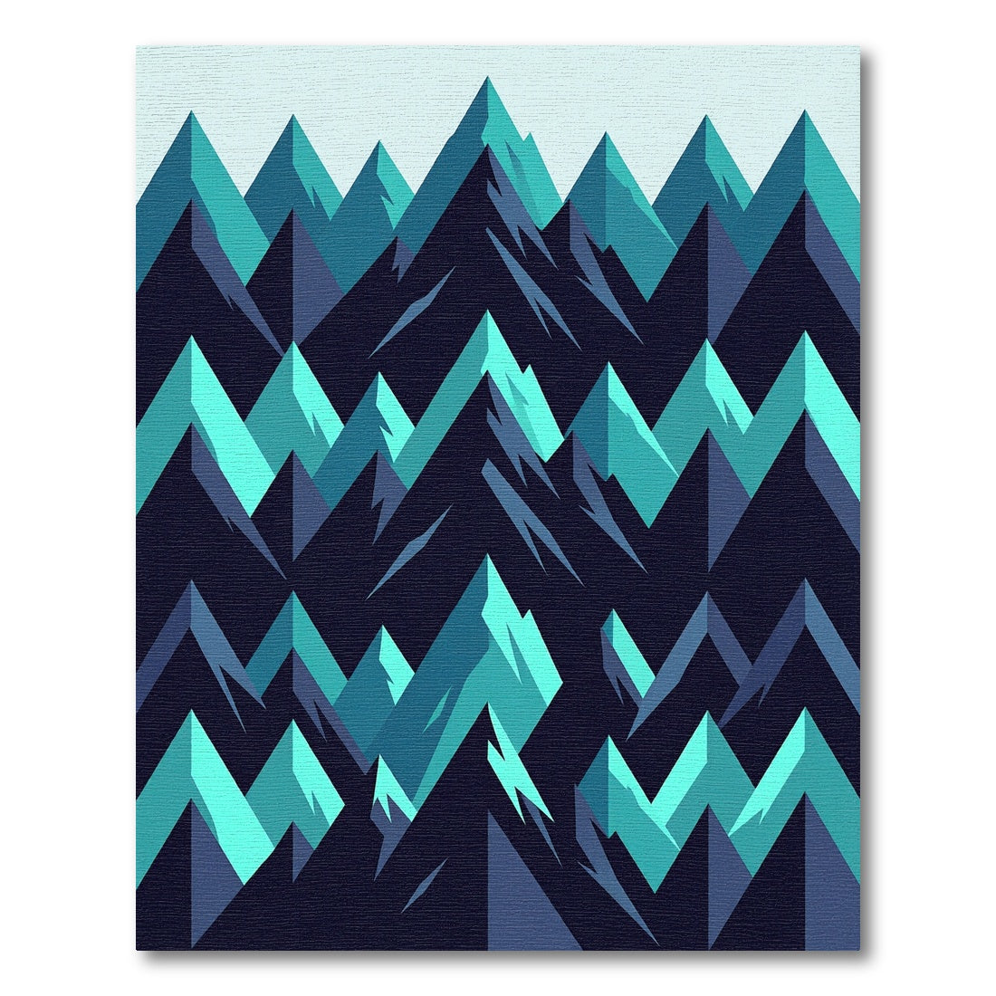 Teal Geometric Mountain Landscape Rug