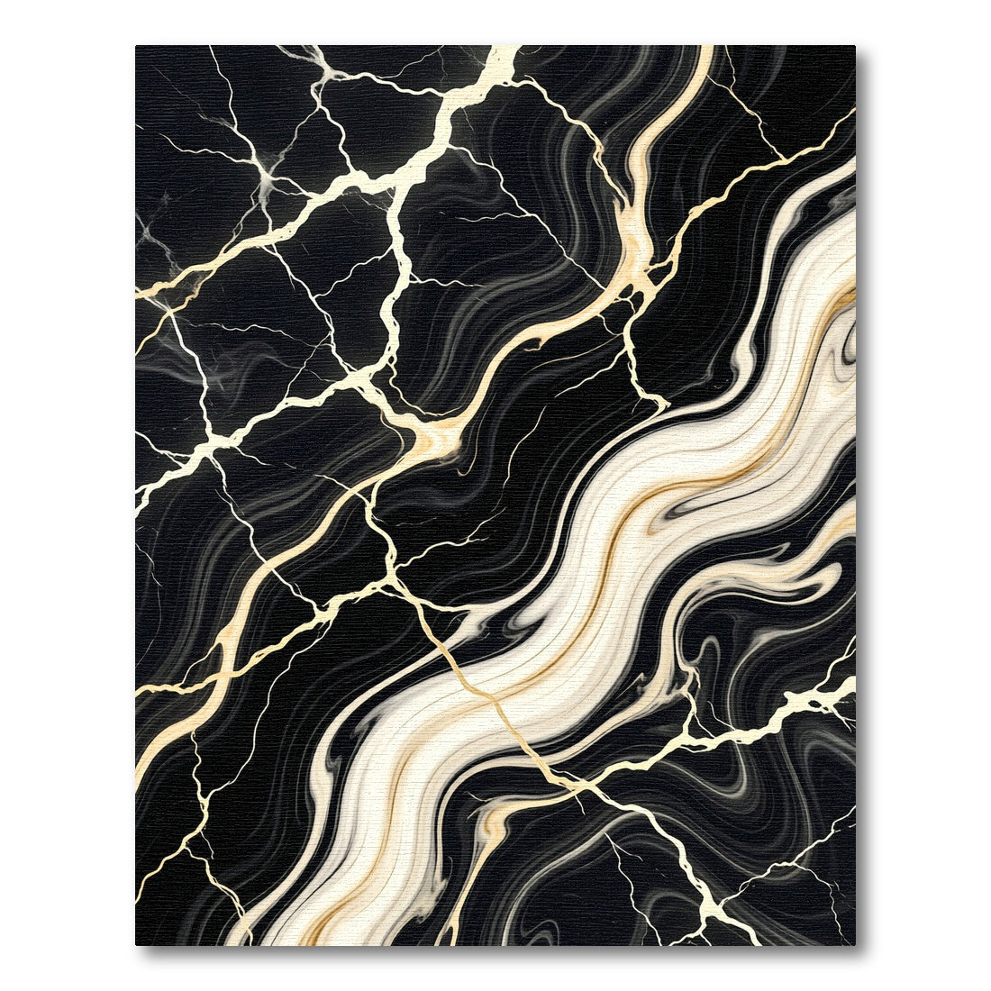 Elegant Black and Gold Marbled Swirl Rug