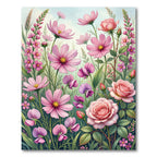 Soft Pink Botanical Garden Floral Rug