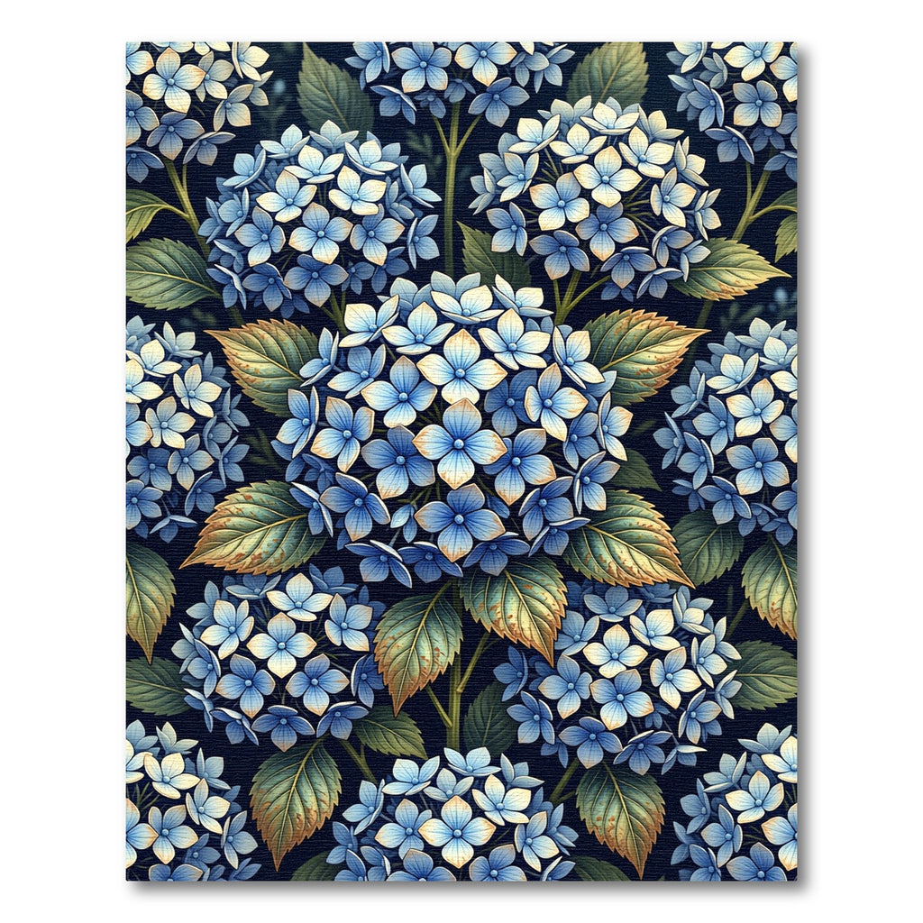 Deep Blue Hydrangea Floral Garden Rug
