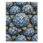 Deep Blue Hydrangea Floral Garden Rug
