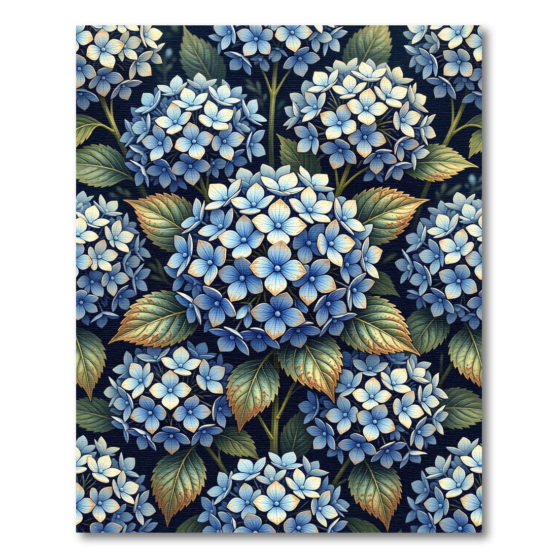 Deep Blue Hydrangea Floral Garden Rug