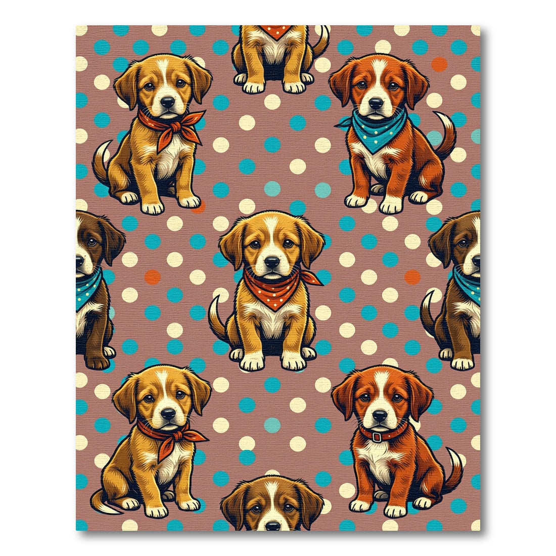 Cute Polka Dot Puppy Ceramic Tile Rug