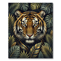 Golden Tiger with Lush Tropical Foliage Rug
