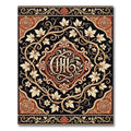 Vintage Black Gold Floral Monogram Rug