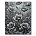 Monochromatic Floral Poppy Botanical Art Rug