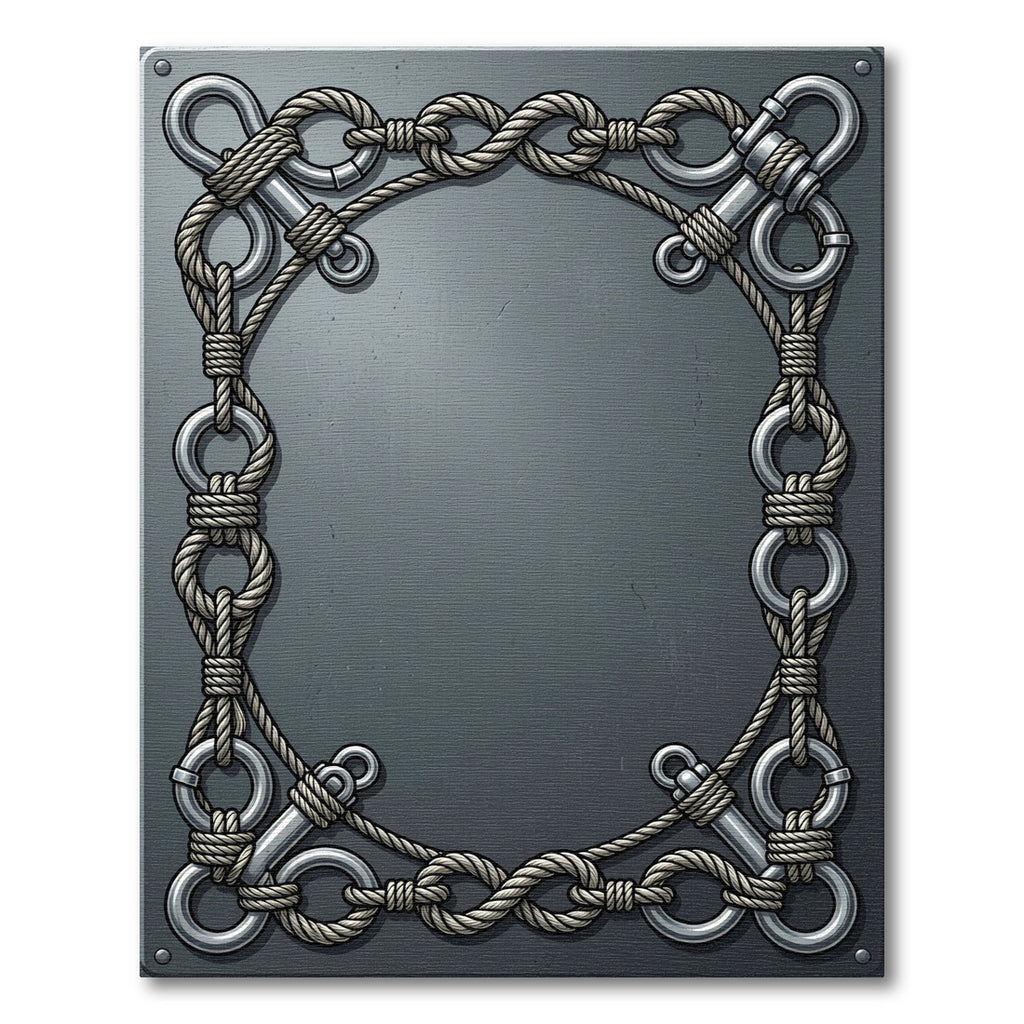 Nautical Rope And Metal Loop Border Rug