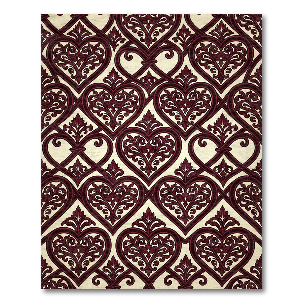 Ornate Crimson Heart Interlocking Pattern Rug