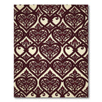 Ornate Crimson Heart Interlocking Pattern Rug