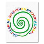 Circular Spiral Green Gradient Letters Rug