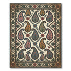 Paisley Floral Bordered Medallion Pattern Rug