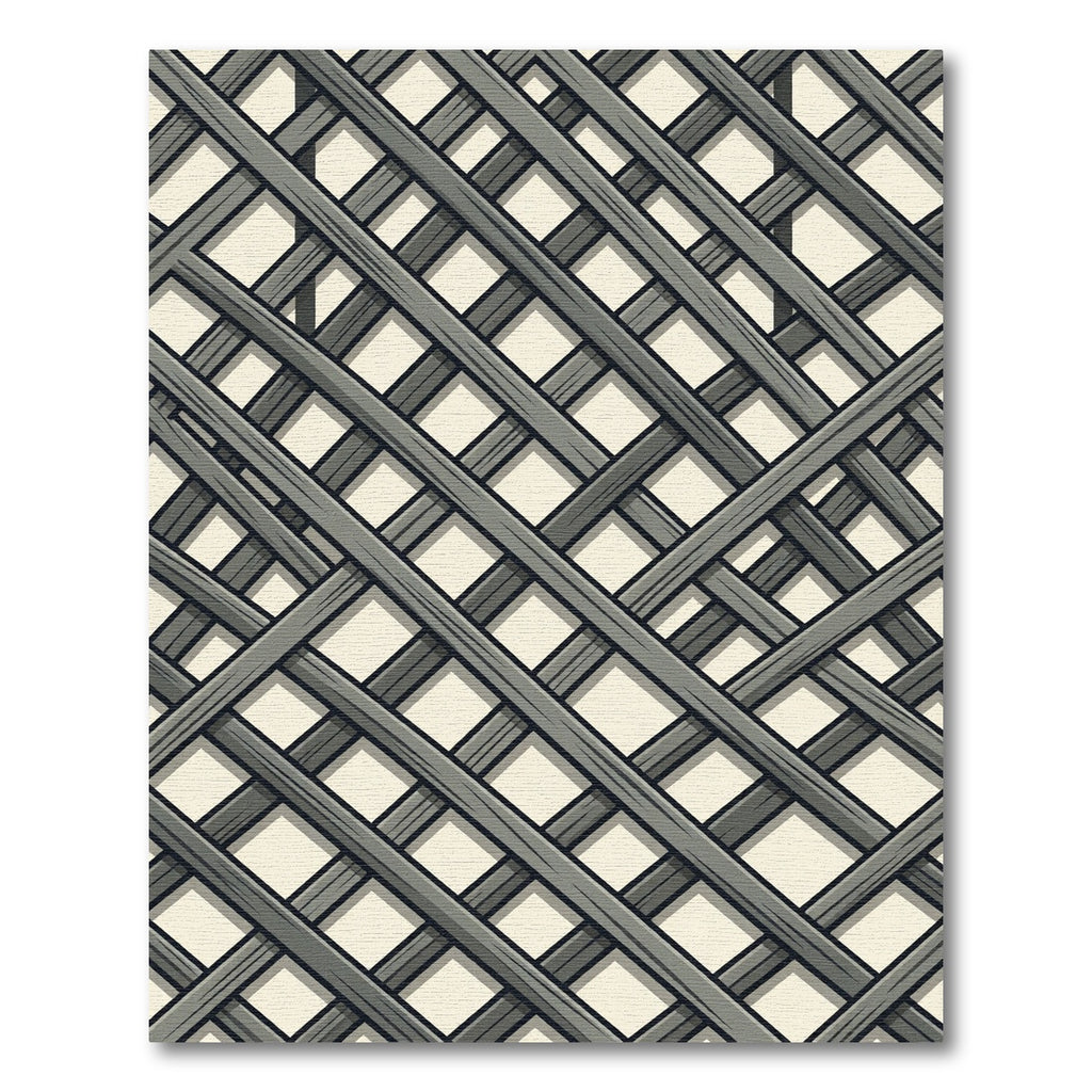 Gray Wood Lattice Layered Rug