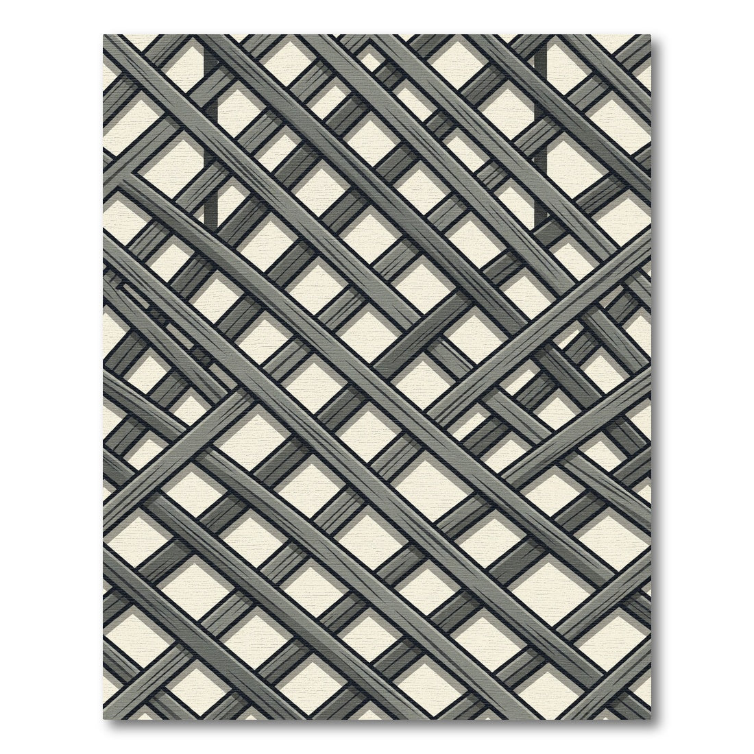 Gray Wood Lattice Layered Rug