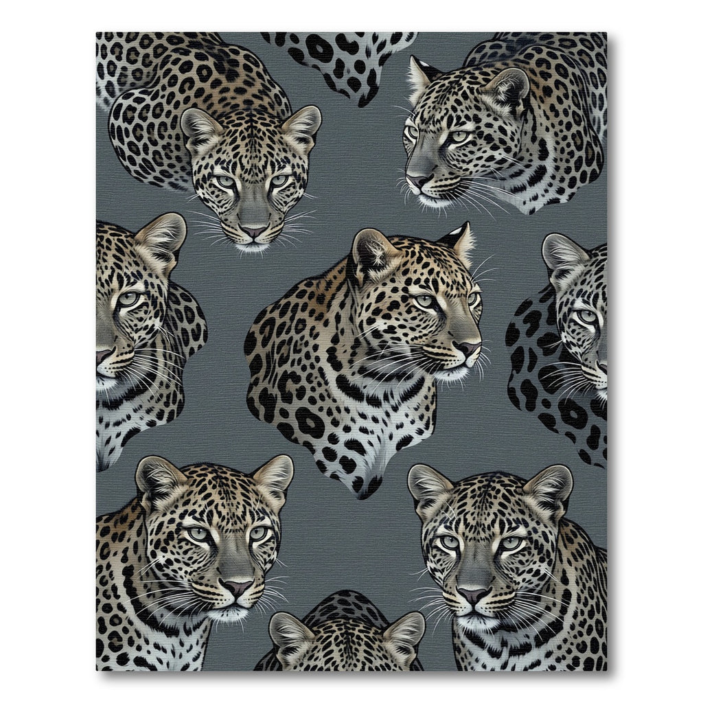 Chic Slate Gray Leopard Faces Rug