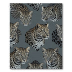 Chic Slate Gray Leopard Faces Rug