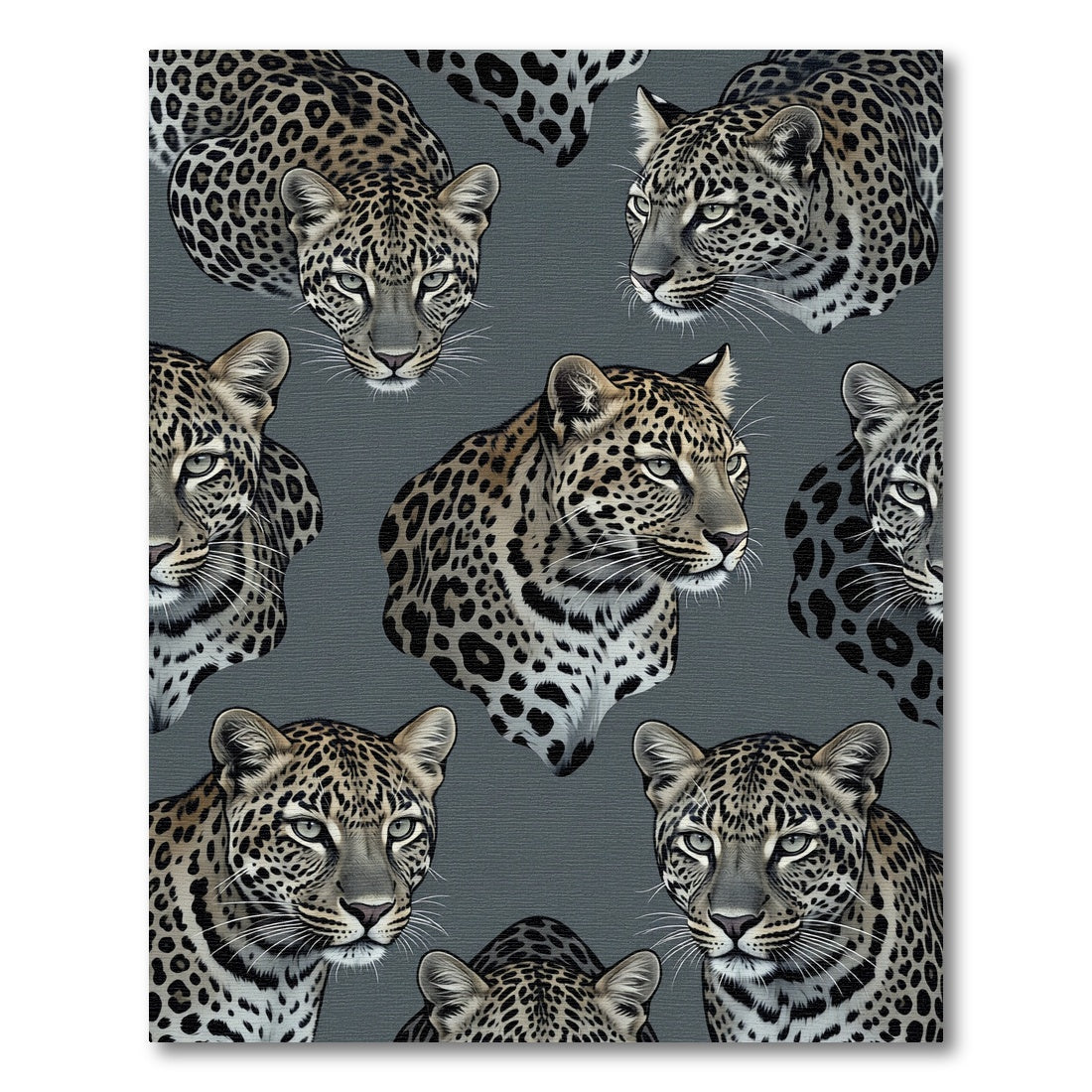 Chic Slate Gray Leopard Faces Rug